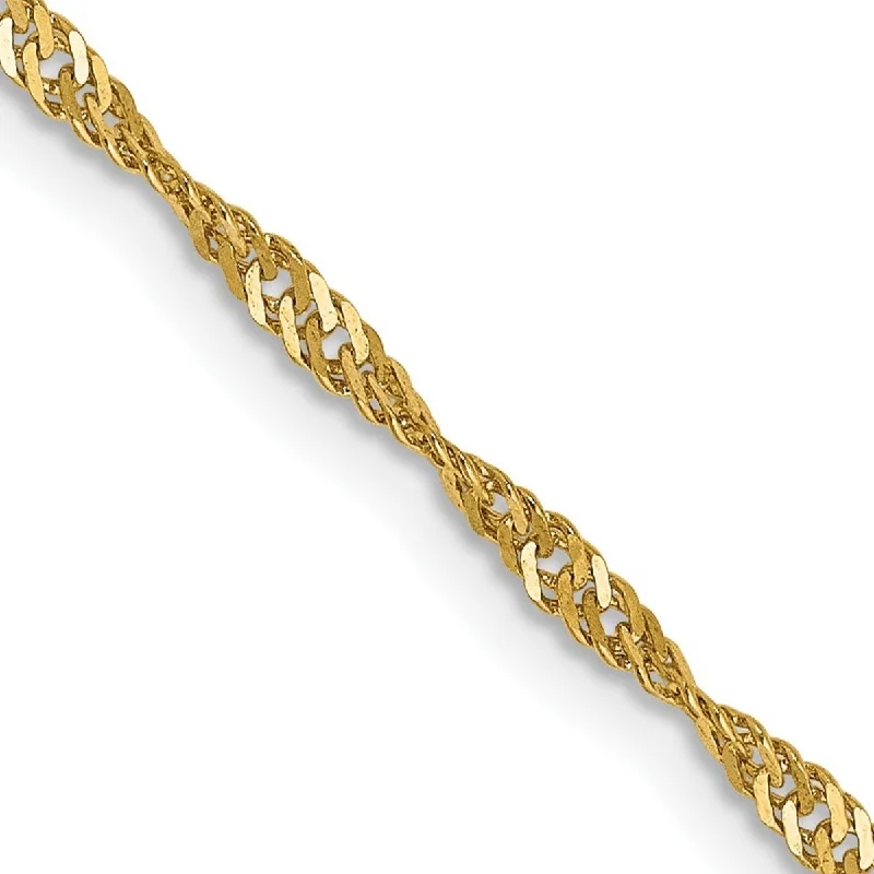 Topaz bangles-Open Bangles-Curata 14k Yellow Gold Solid 2.25mm Singapore Chain Ankle Bracelet (Lobster-claw)