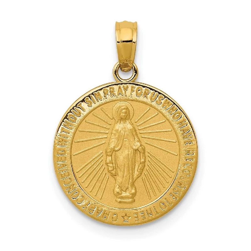 Hope eye necklaces-Affordable Necklaces-Curata 14k Yellow Gold 18" 14mm Miraculous Medal Pendant Necklace