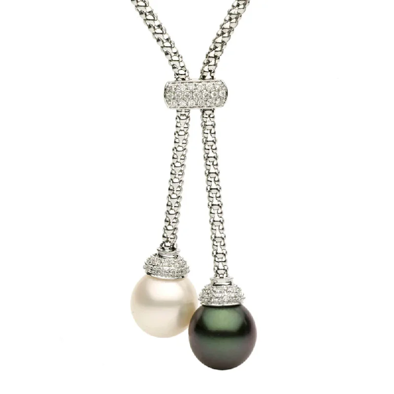 Orbit charm necklaces-Birthstone Necklaces-18k South Sea & Tahitian Pearl Lariat Necklace