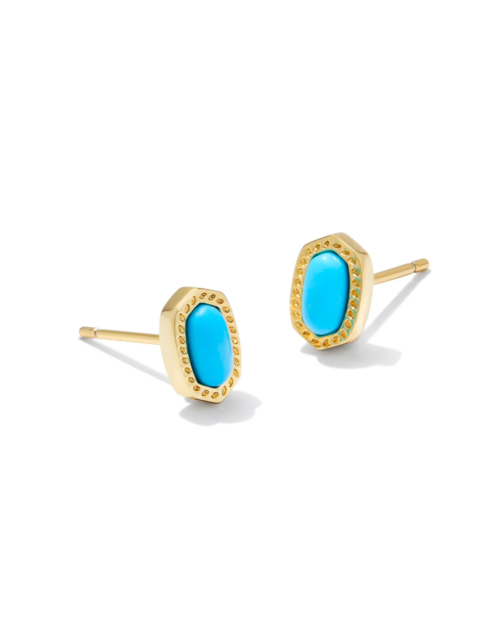 Name Earrings-Kendra Scott | Mini Ellie Gold Stud Earrings in Turquoise Magnesite