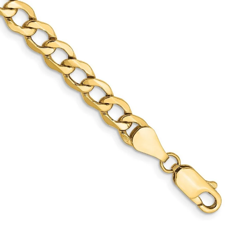 Pure form bangles-Angel Bangles-Curata 14k Yellow Gold Hollow Polished Lobster Claw Closure 5.25mm Semi-Solid Curb Link Chain Bracelet - 7 Inch