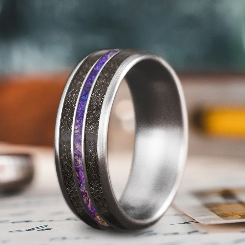 Cool wood rings-Custom Design - 3-Inlay Narrow Center Ring BHnbtD9A0DeHAGVF_AklY5xW