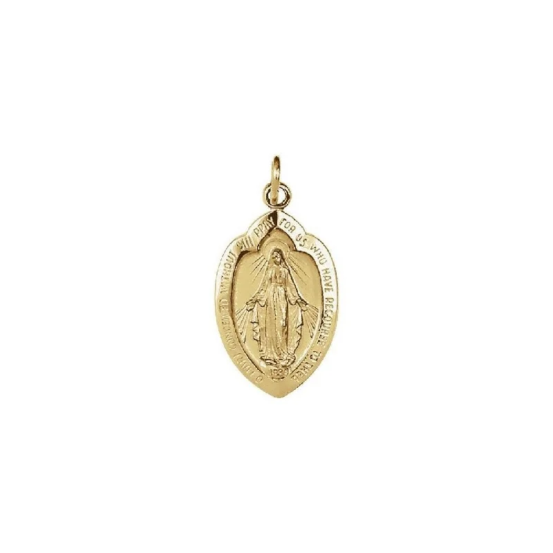 Eight-strand necklaces-Vintage Necklaces-Curata 14k Yellow Gold 18x12mm Polished Oval Miraculous Medal Necklace, 16"