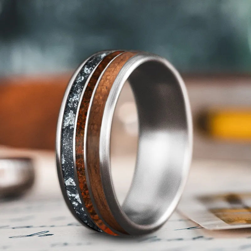 Cool clay rings-Custom Design - 3-Inlay Narrow Center Ring rTZrg3rJo4zOwLpnNlPdHde8