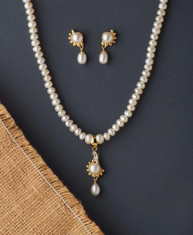 Worn style necklaces-Gothic Necklaces-Elegant Real Pearl Necklace Set