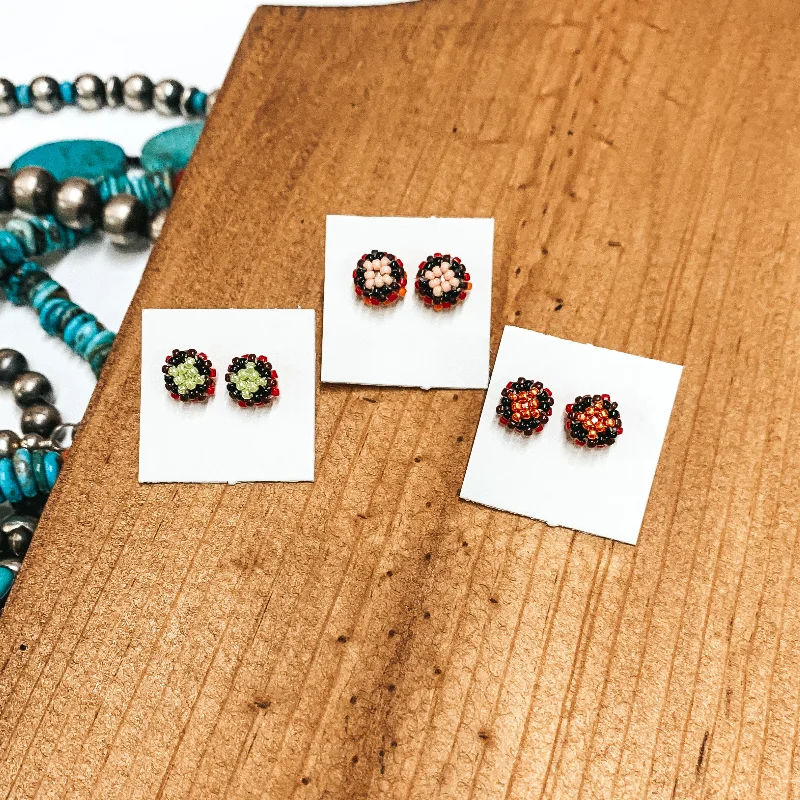 Animal Earrings-Navajo | Navajo Handmade Beaded Stud Earrings in Blacks