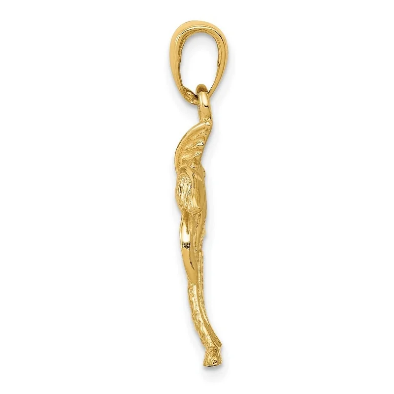 Strong chain necklaces-Arrow Necklaces-Curata 14k Yellow Gold 18" Solid Concave Polished Palm Tree Pendant Necklace - 28.1x16.1mm