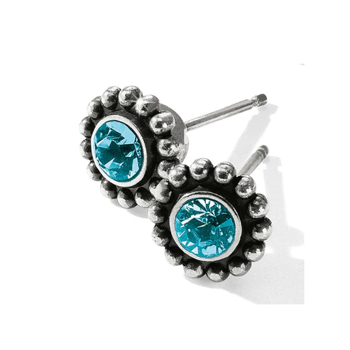 Abstract Earrings-Brighton | Silver Tone Twinkle Mini Post Earrings in Blue Zircon