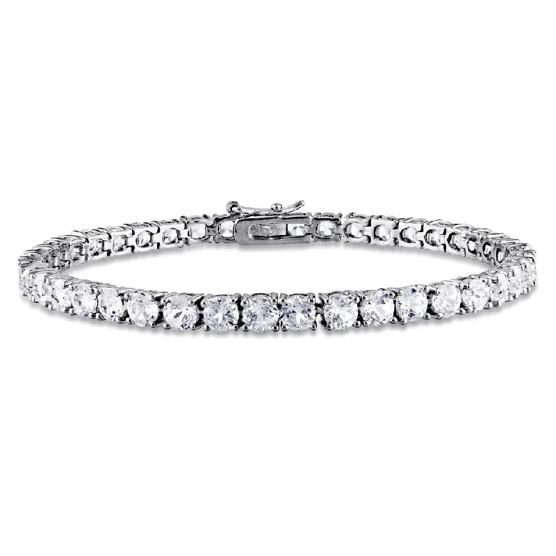 Topaz bead bangles-Designer Rings-Miadora Sterling Silver 14 1/4ct TGW White Sapphire 7.25-inch Tennis Bracelet