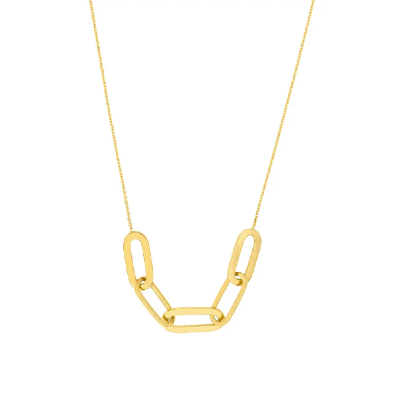 Tiny gem necklaces-Gold Necklaces-14k Gold Large Oval Link Element Necklace