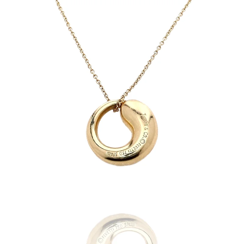 Bow knot necklaces-Historical Necklaces-Estate Tiffany & Co Elsa Peretti 18k Yellow Gold Eternal Circle Pendant Necklace