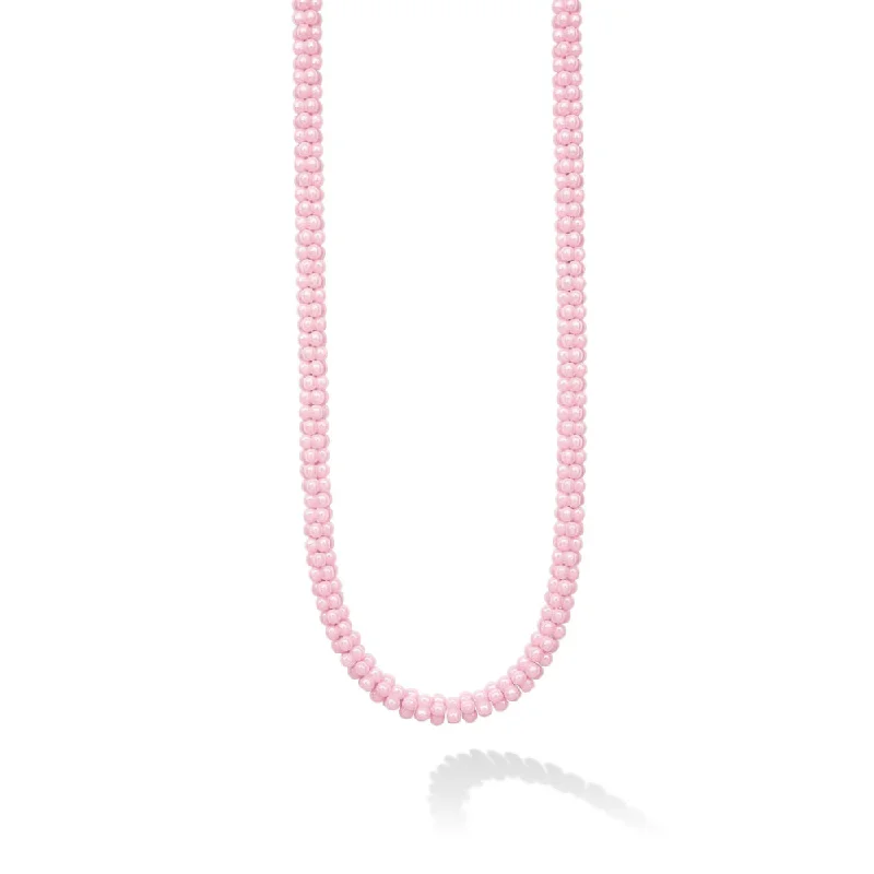 Moon sign necklaces-Formal Necklaces-Lagos Pink Caviar Ceramic Beaded Necklace, 5mm