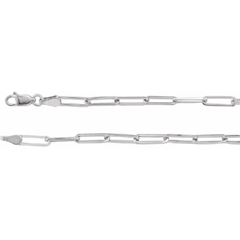 Thin frame bangles-Adjustable Size Rings-Curata 14k White Gold 7 Inch Polished Flat Cable Chain Bracelet With Lobster Clasp