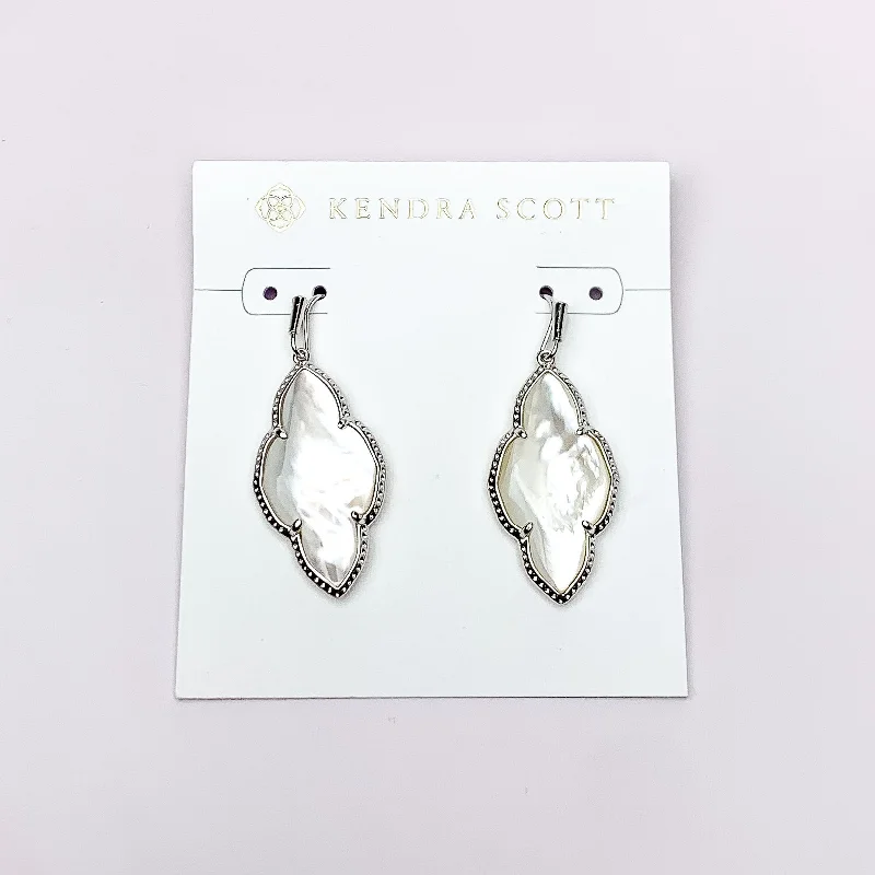 French Hook Earrings-Kendra Scott | Abbie Silver Drop Earrings in Ivory Mother of Pearl