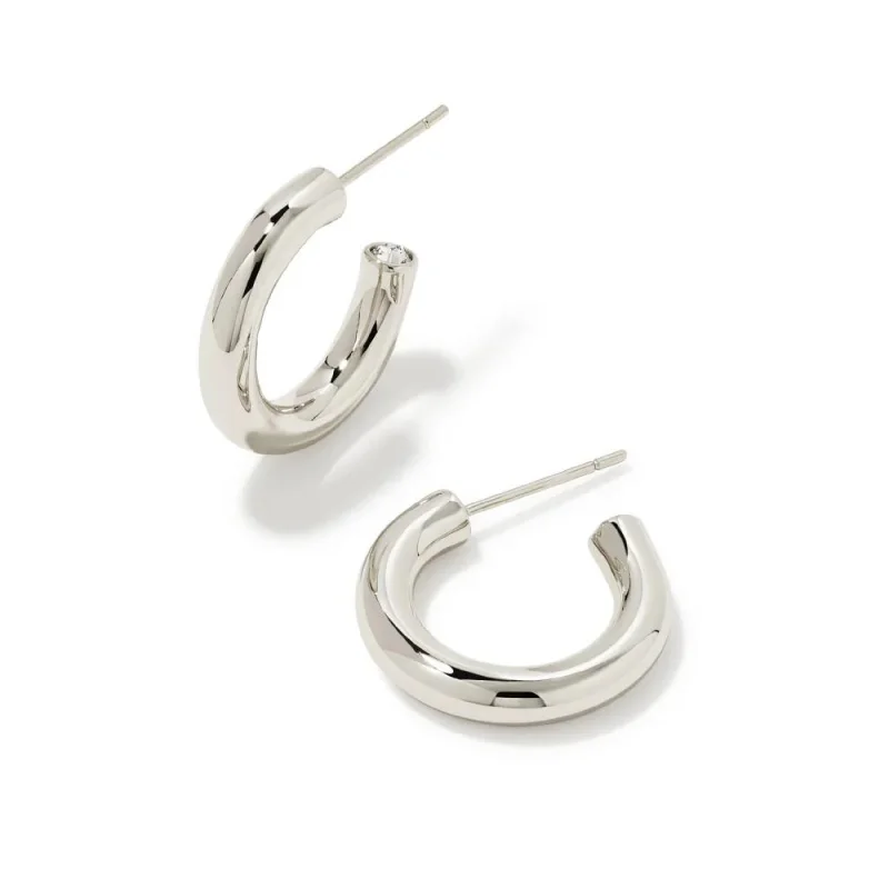 Engraved Earrings-Kendra Scott | Colette Huggie Earrings in Silver