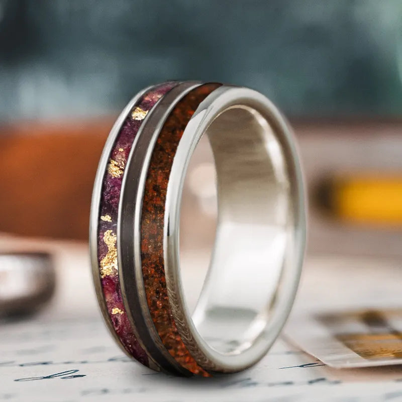 Round shape rings-Custom Design - 3-Inlay Narrow Center Ring dEyLcIg-a6uzLVVaiqzTswgL