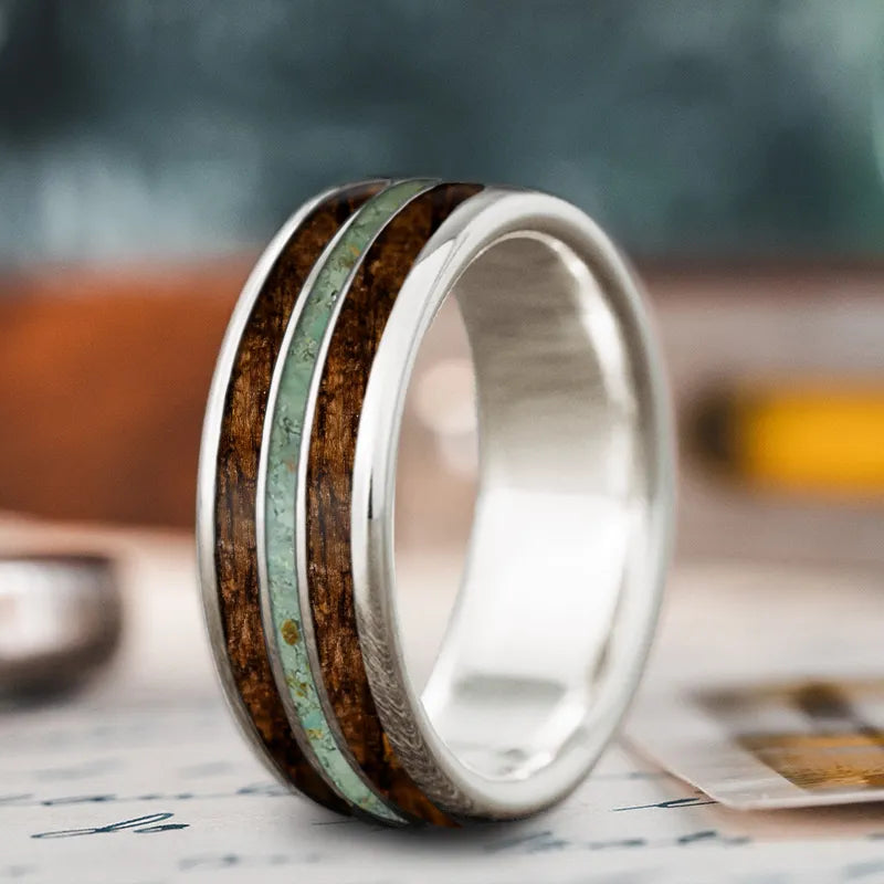 Cord edge rings-Custom Design - 3-Inlay Narrow Center Ring EoDHvE8_NPMTDmitEaQbolj6