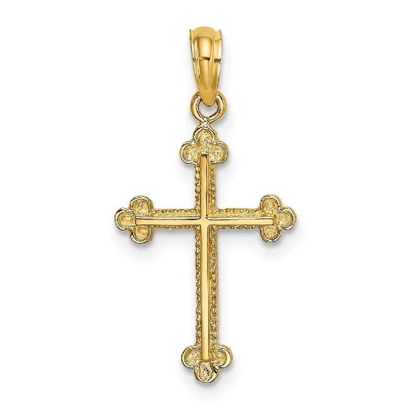 Hope eye necklaces-Affordable Necklaces-Curata 14k Yellow Gold Beaded Budded Cross Pendant Necklace 14mm x 19mm