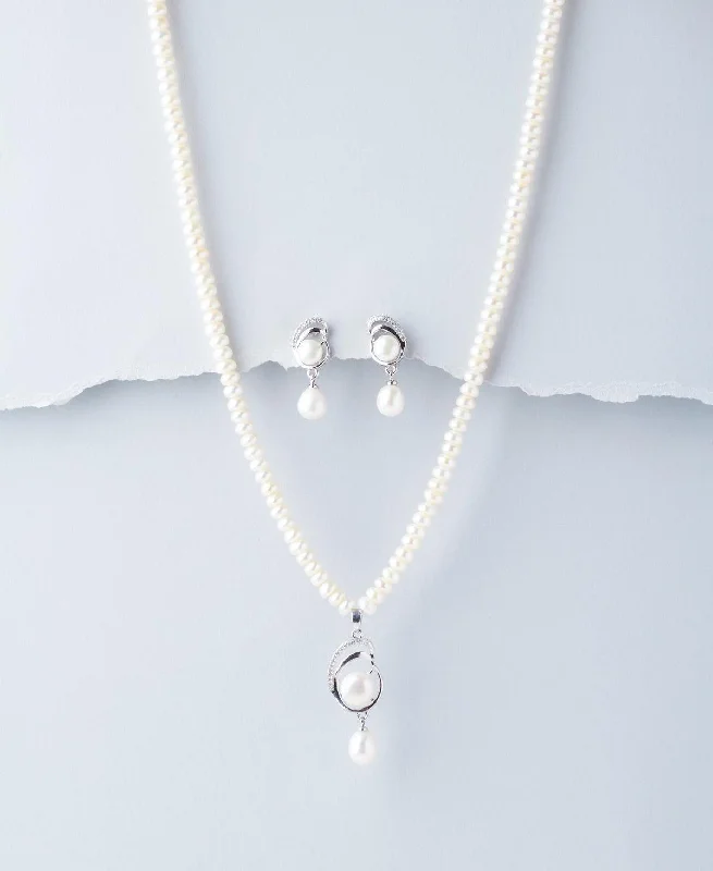 Fold knot necklaces-Wedding Necklaces-Elegant Pearl Necklace Set