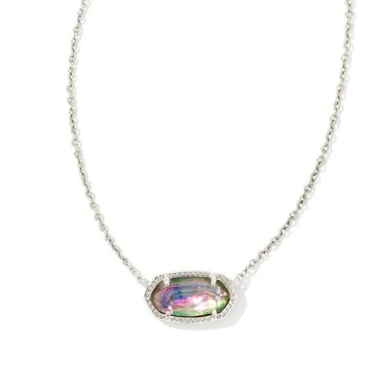 Screw-Back Earrings-Kendra Scott | Elisa Silver Pendant Necklace in Lilac Abalone