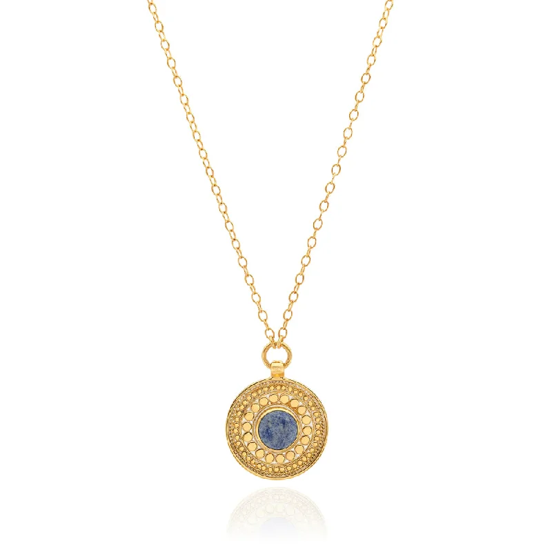 Bold druzy necklaces-Cultural Necklaces-Anna Beck Dotted Dumortierite Pendant Necklace