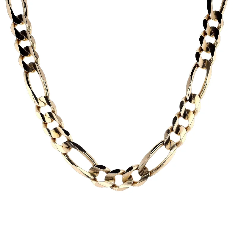 Grand diamond necklaces-Initial Necklaces-Estate 14k Yellow Gold 10.3mm Wide Figaro Chain Necklace