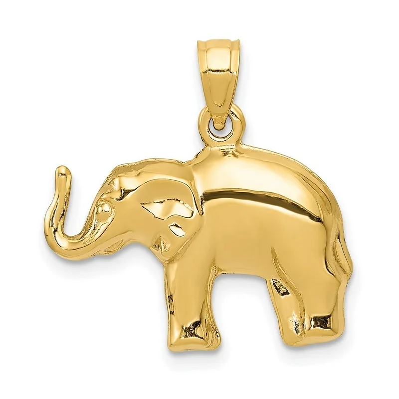 Strong chain necklaces-Arrow Necklaces-Curata 14k Yellow Gold 18" Polished Elephant Pendant Necklace - 21.5x21.1mm