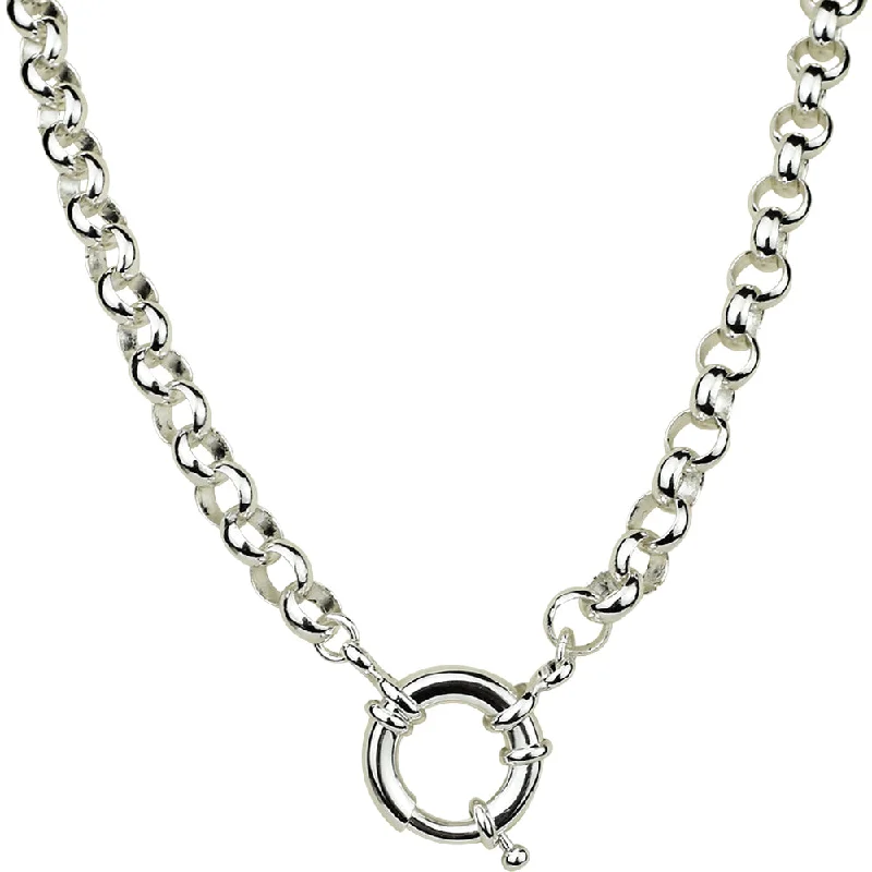 Solar star necklaces-Elegant Necklaces-Sailor Ring Rolo Chain Charm Holder 32" Necklace (Sterling Silvertone)