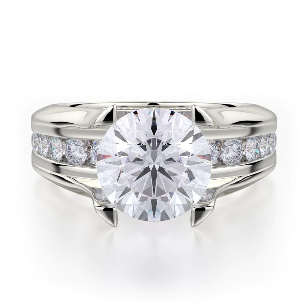 Radiant star engagement rings-Flat hoop earrings-Planet Engagement Rings-Strada R680-2