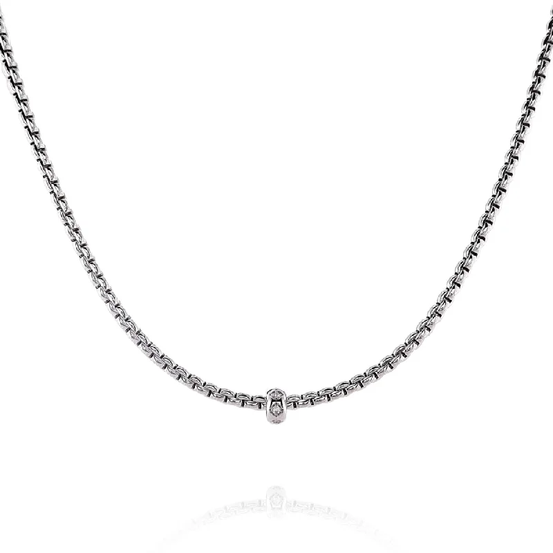 Worn style necklaces-Gothic Necklaces-Fope 18k White Gold 17" Eka Diamond Necklace