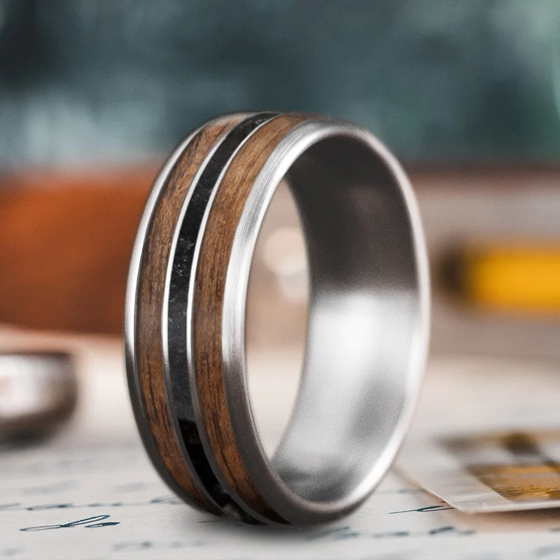 Curved band rings-Custom Design - 3-Inlay Narrow Center Ring eOuf1vbkjYWLOsvHoBb2kGwS