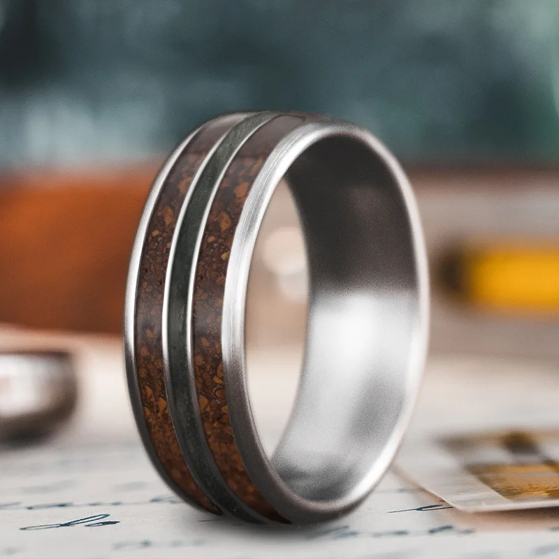 Tiny stack rings-Custom Design - 3-Inlay Narrow Center Ring Nek8O0bzRdsPmdZMHiz7oqrN