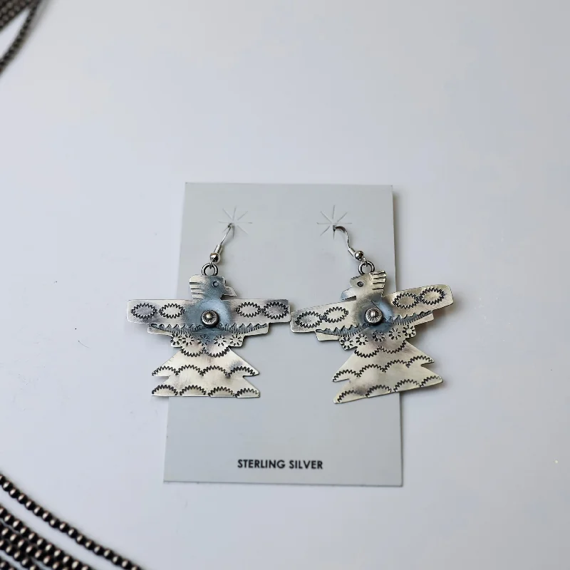 Zodiac Earrings-Tim Yazzie | Navajo Handmade Sterling Silver Thunderbird Dangle Earrings