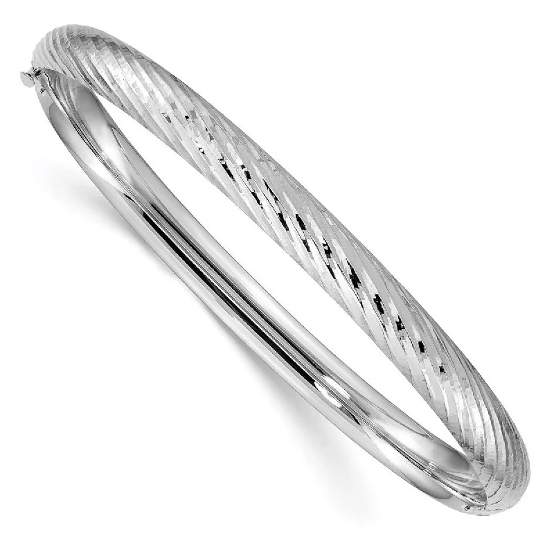 Hope eye bangles-Unicorn Rings-Curata 14k White Gold 4/16 Textured Cuff Stackable Bangle Bracelet