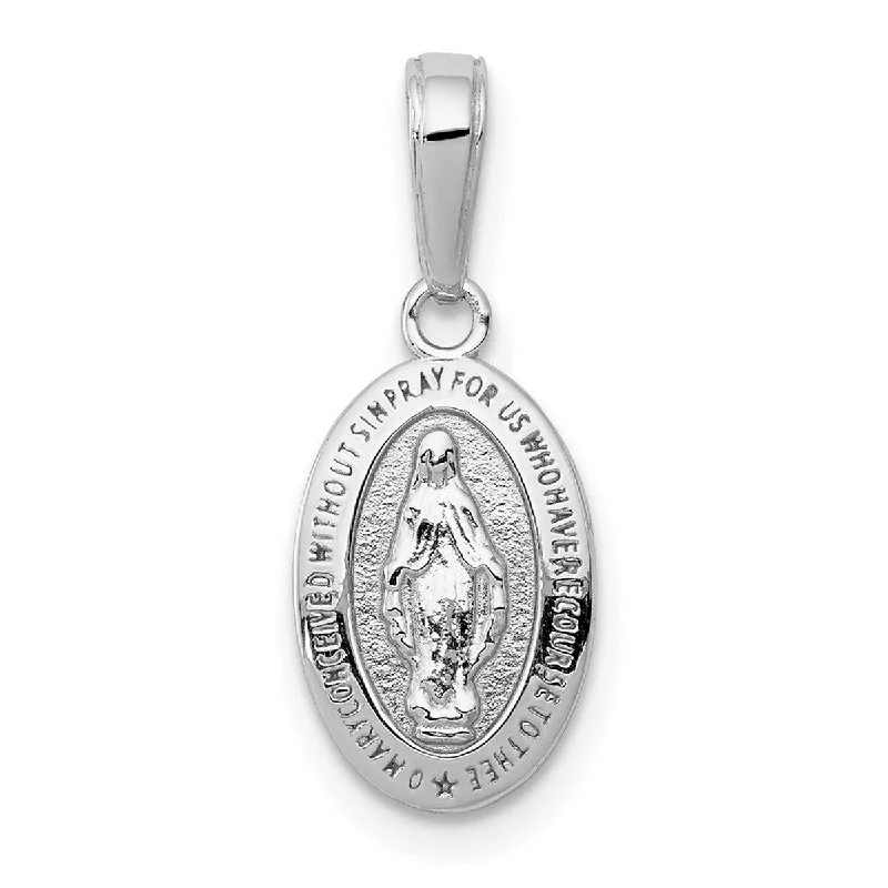 Hope eye necklaces-Affordable Necklaces-Curata 14k White Gold 18" 21x8mm Small Miraculous Medal Pendant Necklace