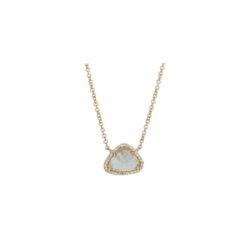 Emerald pendant necklaces-Silver Necklaces-14KT Yellow Gold Diamond Pave and Diamond Slice Necklace