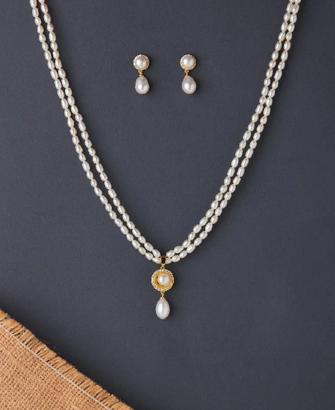 Fine art necklaces-Galaxy Necklaces-Elegant Real Pearl Necklace Set