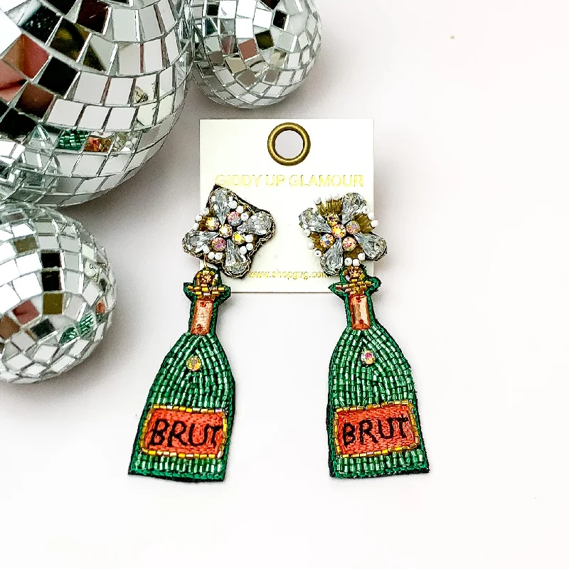 Planet Earrings-Bottles of Brut Beaded and Jeweled Earrings