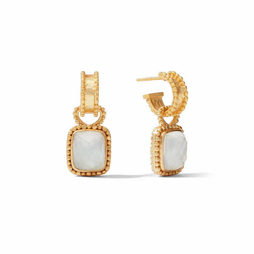 Engraved Earrings-Julie Vos | Marbella Gold Hoop Earrings & Charm in Iridescent Clear