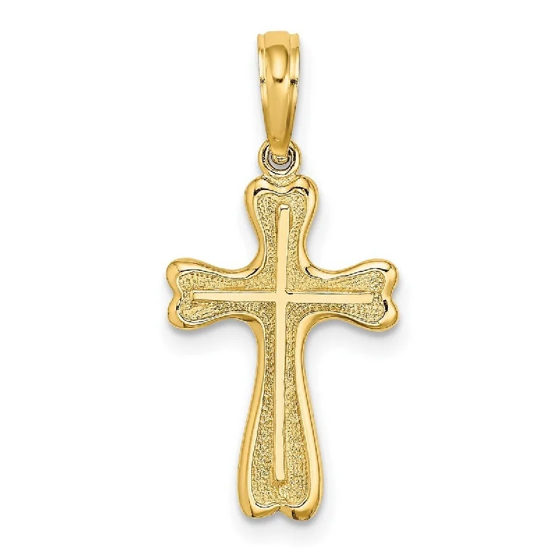 Old coin necklaces-Handcrafted Necklaces-Curata 14k Yellow Gold Large Intricate Fleur de Lis Heart Cross Necklace 36mm x 43mm