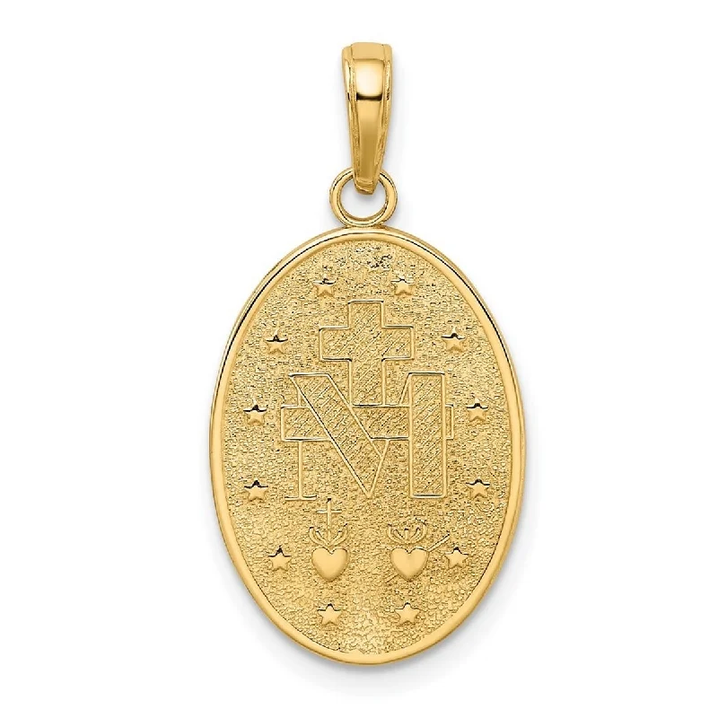 Thick weave necklaces-Lock Necklaces-Curata 14k Yellow Gold18" 21x15mm Miraculous Medal Pendant Necklace