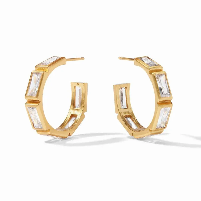 Symbol Earrings-Julie Vos | Antonia Medium Hoop Earrings with CZ Crystals in Gold