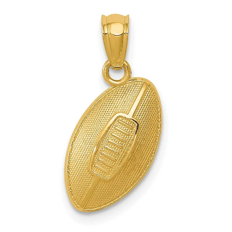 Silk cord necklaces-Street Style Necklaces-Curata 14k Yellow Gold 18" Textured Open back Football Pendant Necklace - 19.1x11.6mm