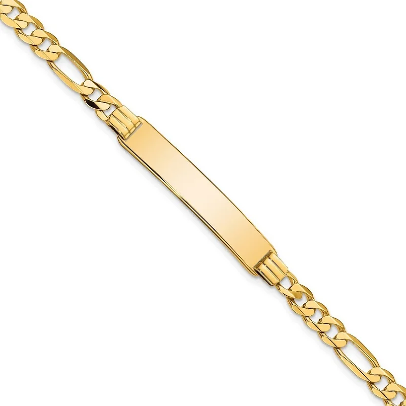 Bright link bangles-Planet Rings-Curata 10k Yellow Gold 6.6mm Engravable Figaro Link ID Bracelet