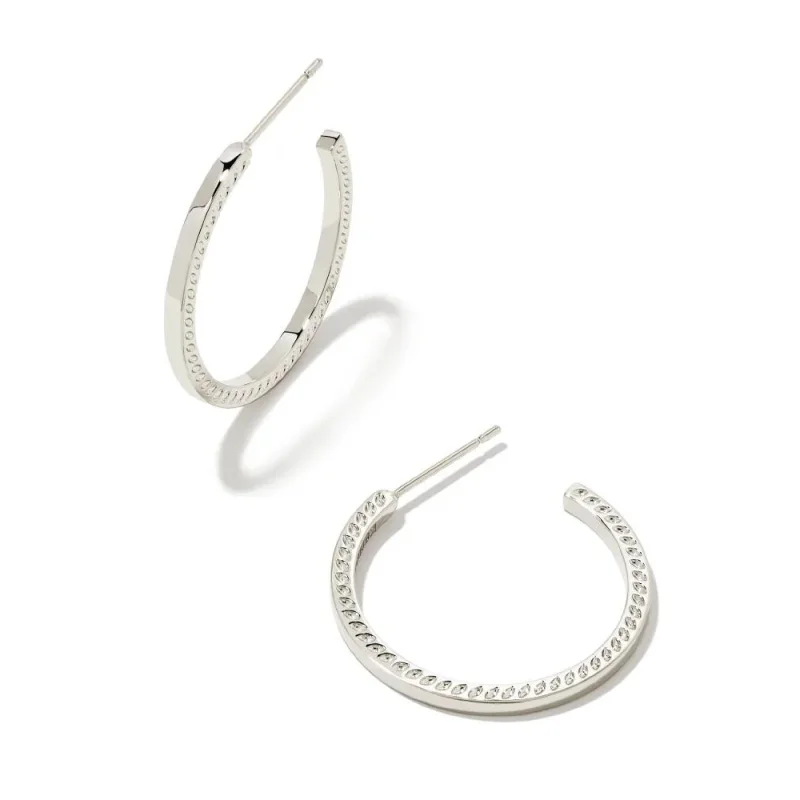 Wedding Earrings-Kendra Scott | Sylvie Small Hoop Earrings in Silver