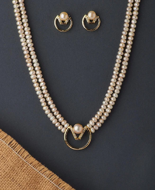 Eight-strand necklaces-Vintage Necklaces-Classy Real Pearl Necklace Set