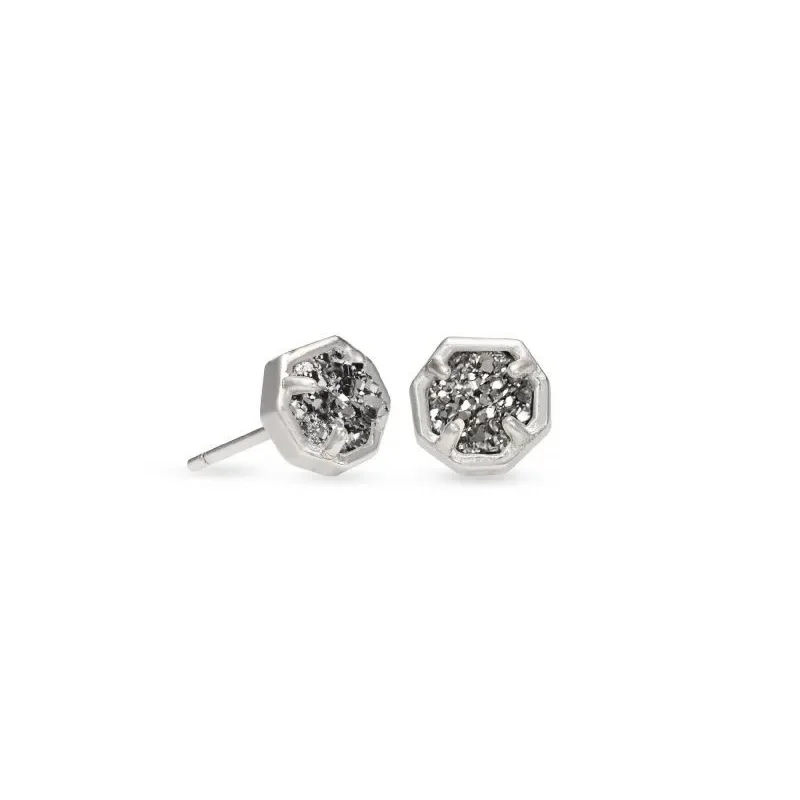 Princess Earrings-Kendra Scott | Nola Silver Stud Earrings in Platinum Drusy