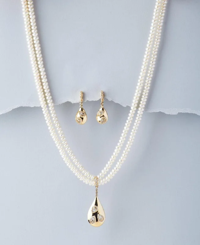 Solar star necklaces-Elegant Necklaces-Elegant Pearl Necklace Set