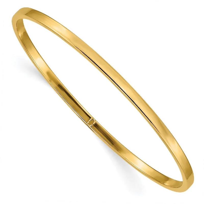 Ethnic bead bangles-Lightweight Bangles-Curata 14k Yellow Gold Slip on Hollow tube 3mm Polished Square Tube Bangle Bracelet