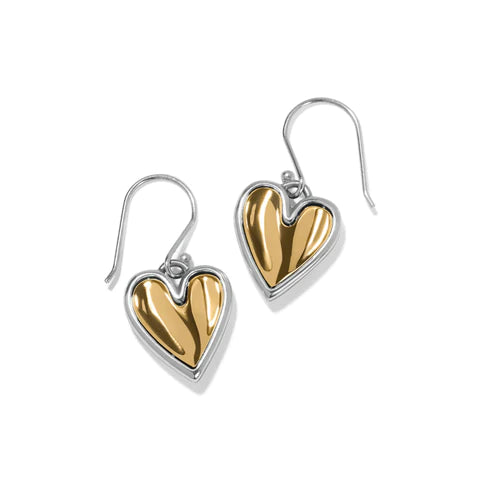 Casual Earrings-Brighton | Cascade Heart Reversible French Wire Earrings in Silver and Gold Tone